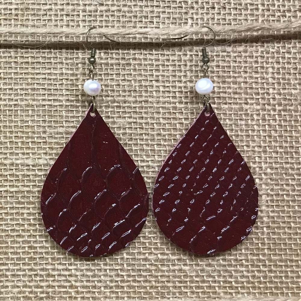 Large genuine leather earrings
